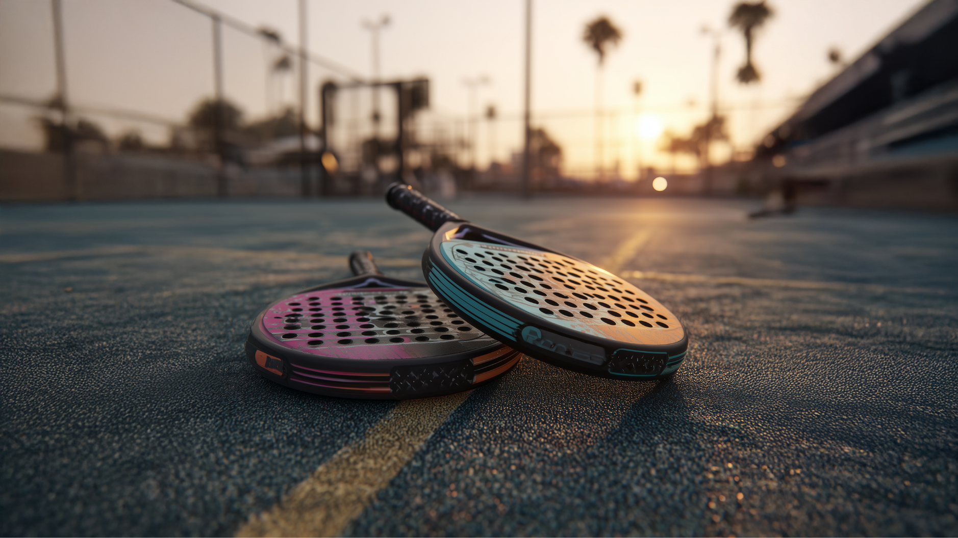 Pink and blue padel court